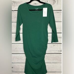 Ladies Isabel Maternity Green 3/4 Sleeve T-Shirt Dress - Small